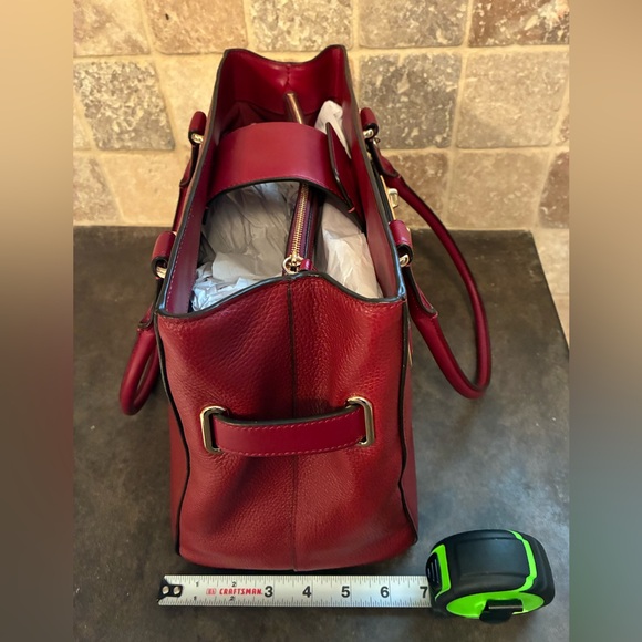 Coach Dark Red Leather Satchel with Gold Accents - Picture 5 of 10